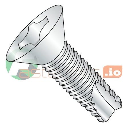 Thread Cutting Screw, 1/4-20 X 1-1/4 In, Zinc Plated Steel Flat Head Phillips Drive, 1500 PK